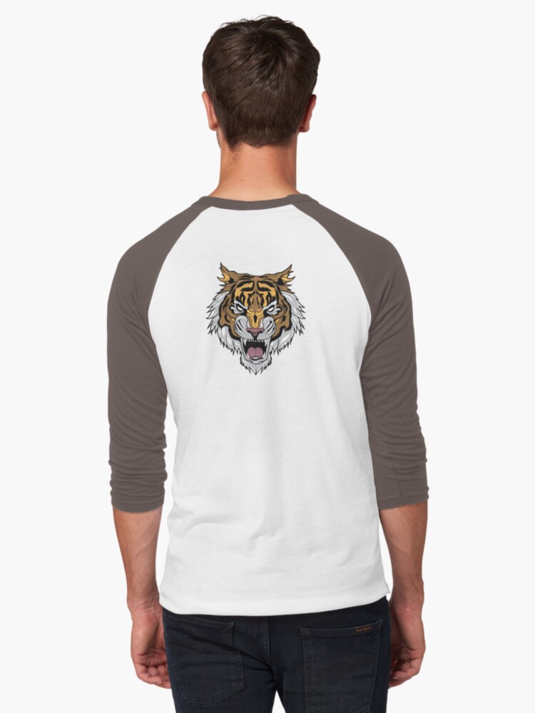 Siberian-Tiger print 3/4 sleeve raglan shirt 