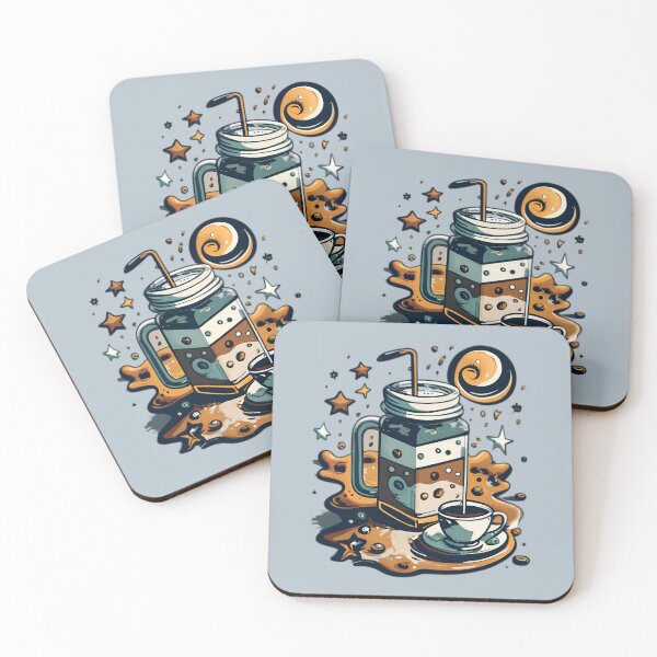 Item preview, Celestial Cold Brew: Retro Minimalism Meets Cosmic Flavor designed and sold by StickerStudio27.