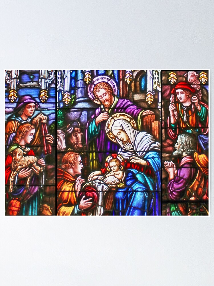 Stained Glass Nativity Scene