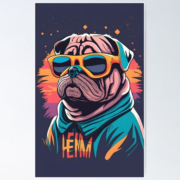 pug with sunglasses. Poster