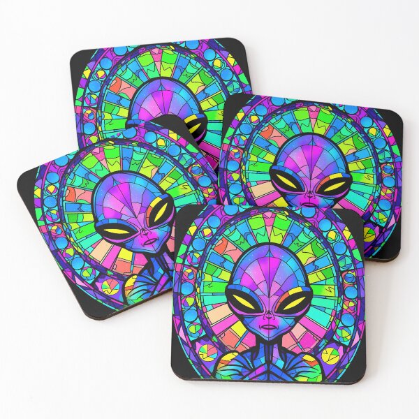 Item preview, Trippy Alien Stained Glass Art - Psychedelic Sun Catcher designed and sold by octoboobs.