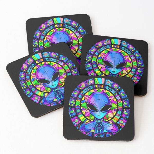 Item preview, Trippy Alien Stained Glass Art 3- Psychedelic Sun Catcher designed and sold by octoboobs.