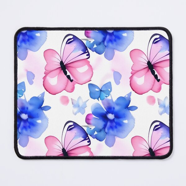 Item preview, Flowers butterflies watercolor seamless pettern blue pink. designed and sold by Nada2446.