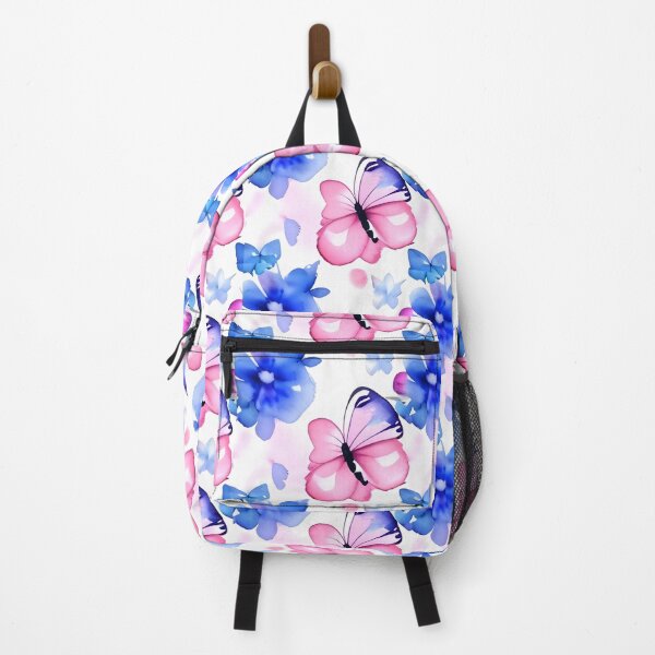 Item preview, Flowers butterflies watercolor seamless pettern blue pink. designed and sold by Nada2446.