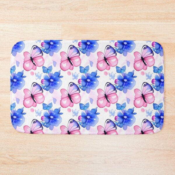 Item preview, Flowers butterflies watercolor seamless pettern blue pink. designed and sold by Nada2446.