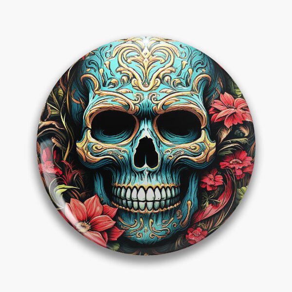 Item preview, Decorative colorful flower skull - NUGRAFIKA designed and sold by NUGRAFIKA.