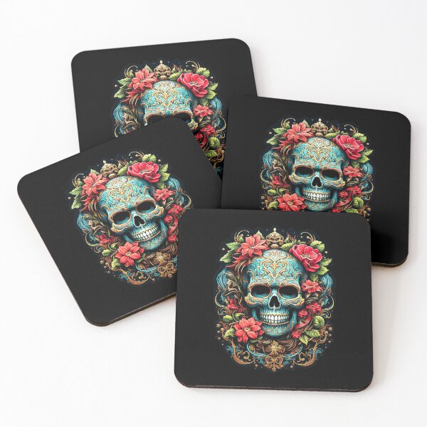 Item preview, Decorative colorful flower skull - NUGRAFIKA designed and sold by NUGRAFIKA.