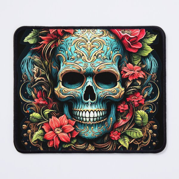Item preview, Decorative colorful flower skull - NUGRAFIKA designed and sold by NUGRAFIKA.
