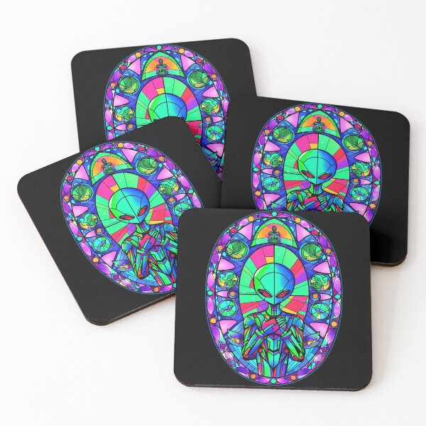 Item preview, Trippy Alien Stained Glass Art 4- Psychedelic Sun Catcher designed and sold by octoboobs.