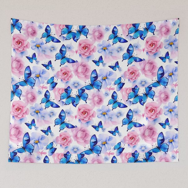 Item preview, The flowers are colorful and beautiful. Butterfly watercolor seamless pattern. designed and sold by Nada2446.