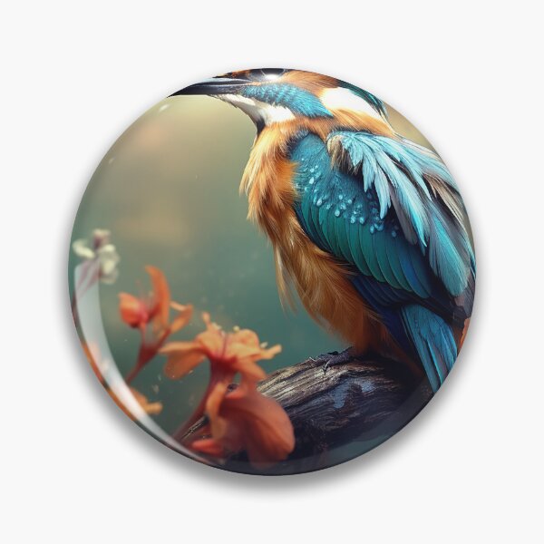 Item preview, Cute blue bird with long bill, pinkish flowers on branch designed and sold by MotoManDan.