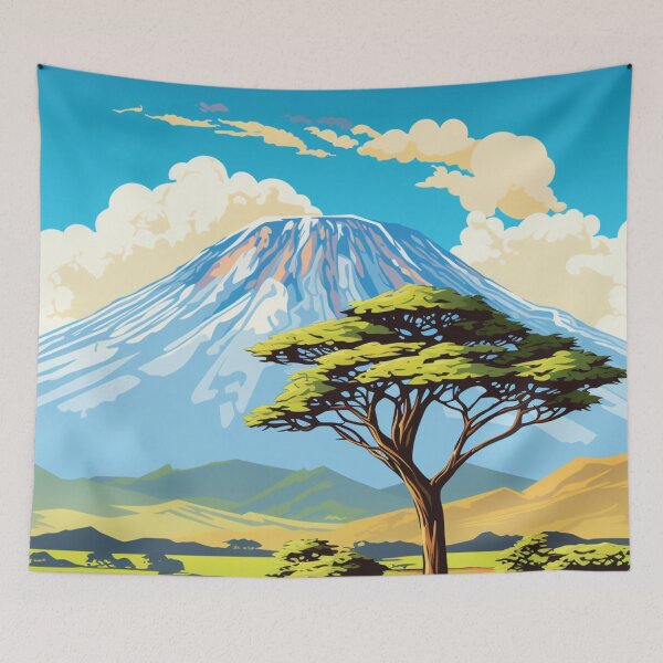Item preview, A Pop Art Travel Print of Mount Kilimanjaro - Tanzania designed and sold by StudioRedKoala.