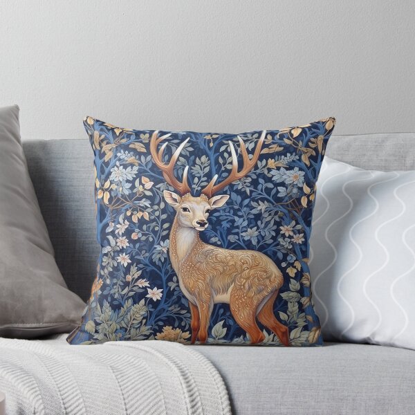 Item preview, Buck Deer In A Blue Forest, William Morris Style  designed and sold by SapphireKunai.