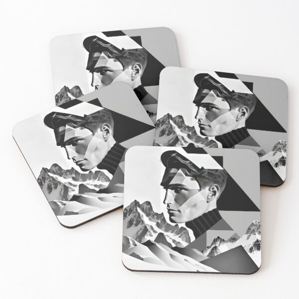 Item preview, Black & White Bauhaus Portrait in Front of the Alps designed and sold by ArtificialGenes.