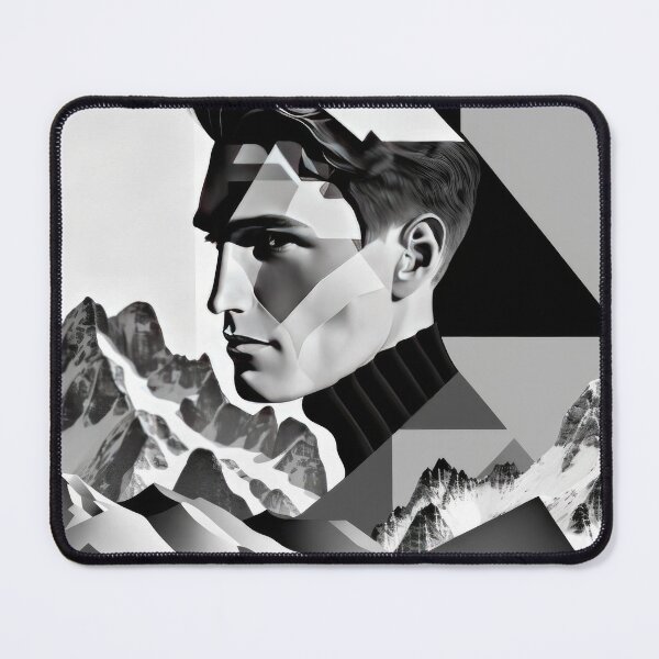 Artikelvorschau, Black & White Bauhaus Portrait in Front of the Alps entworfen und verkauft von ArtificialGenes.