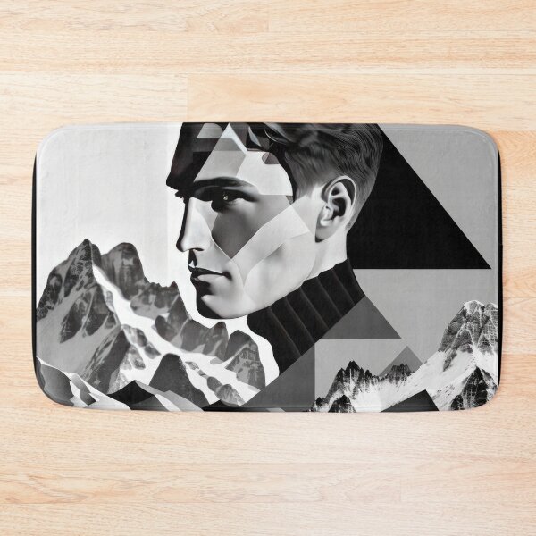 Artikelvorschau, Black & White Bauhaus Portrait in Front of the Alps entworfen und verkauft von ArtificialGenes.