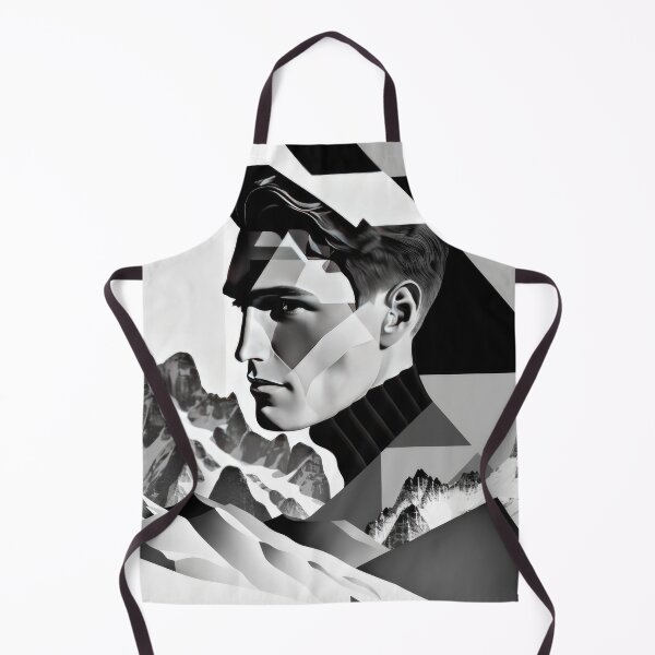 Item preview, Black & White Bauhaus Portrait in Front of the Alps designed and sold by ArtificialGenes.