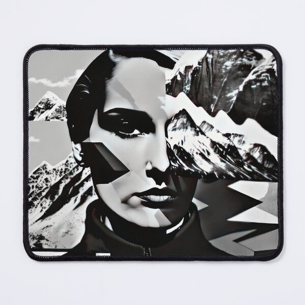 Artikelvorschau, Black & White Bauhaus Portrait in Front of the Alps entworfen und verkauft von ArtificialGenes.