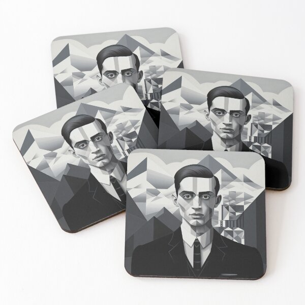 Item preview, Black & White Bauhaus Portrait in Front of the Alps designed and sold by ArtificialGenes.