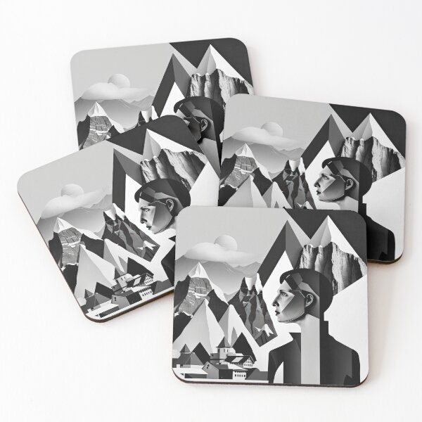 Item preview, Black & White Bauhaus Portrait in Front of the Alps designed and sold by ArtificialGenes.