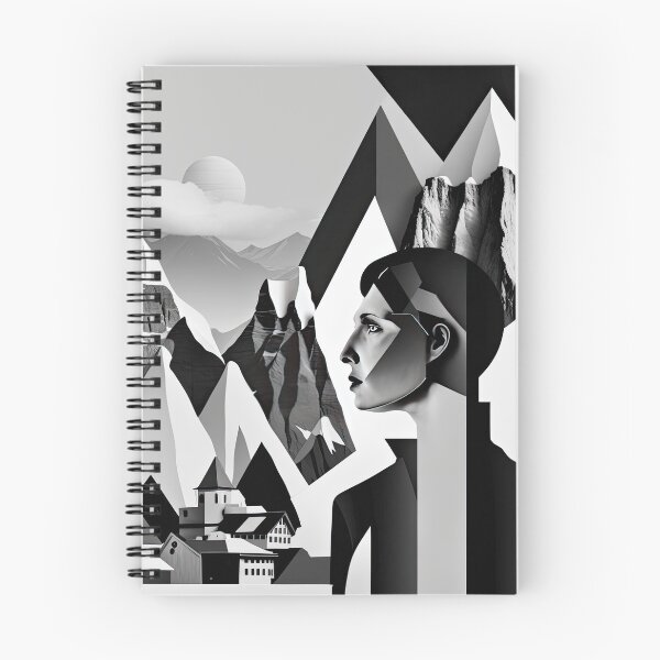 Item preview, Black & White Bauhaus Portrait in Front of the Alps designed and sold by ArtificialGenes.