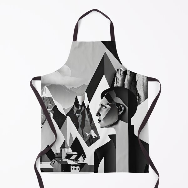 Item preview, Black & White Bauhaus Portrait in Front of the Alps designed and sold by ArtificialGenes.