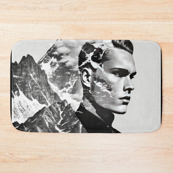 Item preview, Black & White Bauhaus Portrait in Front of the Alps designed and sold by ArtificialGenes.