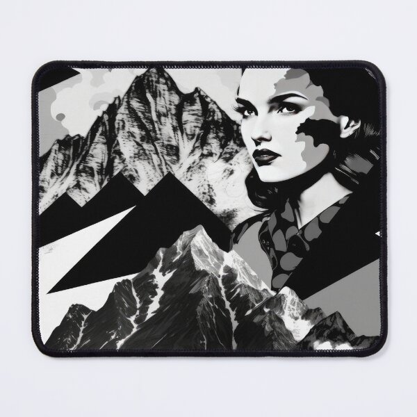 Item preview, Black & White Bauhaus Portrait in Front of the Alps designed and sold by ArtificialGenes.
