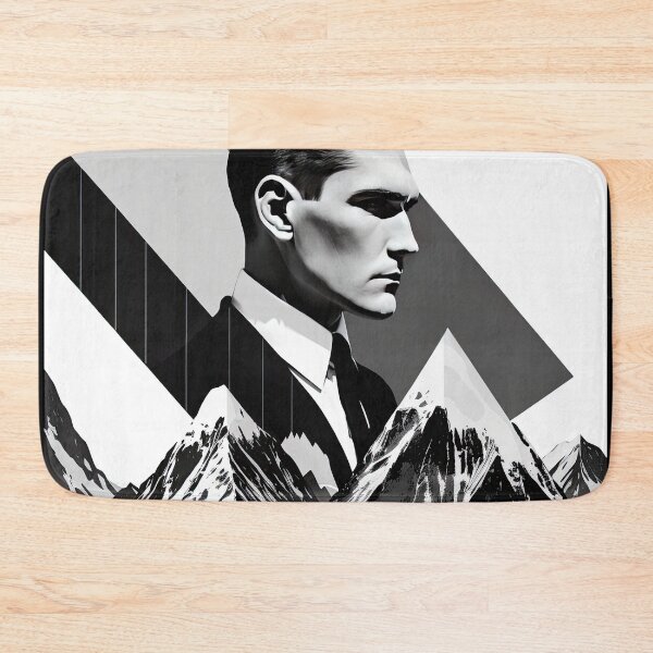 Item preview, Black & White Bauhaus Portrait in Front of the Alps designed and sold by ArtificialGenes.
