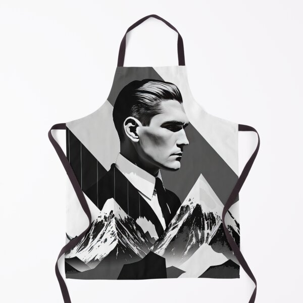 Item preview, Black & White Bauhaus Portrait in Front of the Alps designed and sold by ArtificialGenes.
