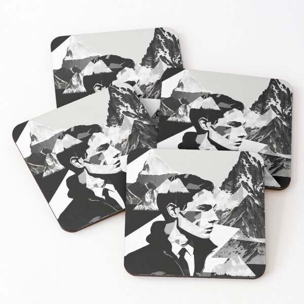 Item preview, Black & White Bauhaus Portrait in Front of the Alps designed and sold by ArtificialGenes.