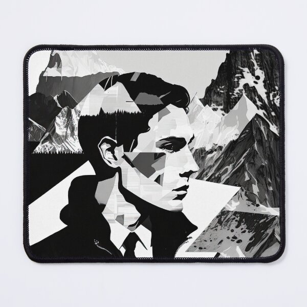 Artikelvorschau, Black & White Bauhaus Portrait in Front of the Alps entworfen und verkauft von ArtificialGenes.