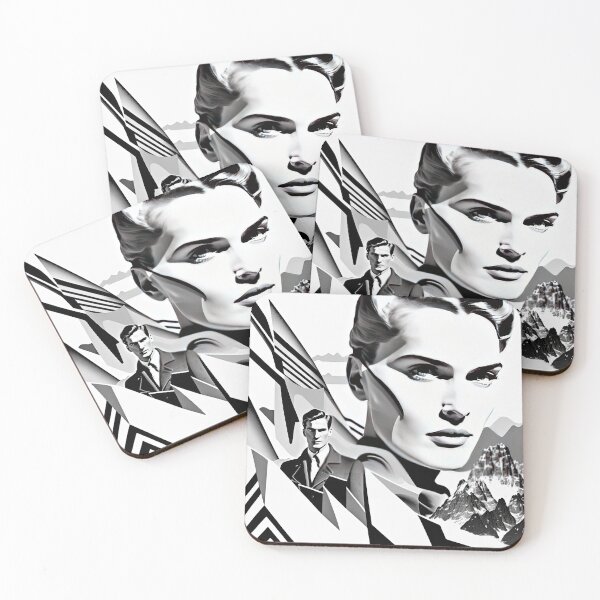 Item preview, Black & White Bauhaus Portrait in Front of the Alps designed and sold by ArtificialGenes.