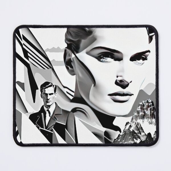 Item preview, Black & White Bauhaus Portrait in Front of the Alps designed and sold by ArtificialGenes.
