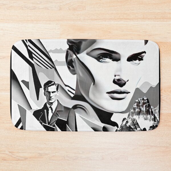 Item preview, Black & White Bauhaus Portrait in Front of the Alps designed and sold by ArtificialGenes.
