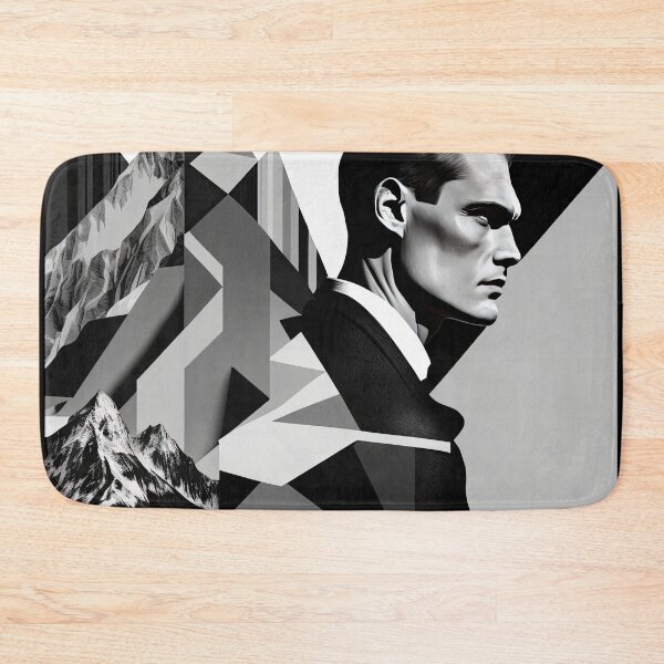 Item preview, Black & White Bauhaus Portrait in Front of the Alps designed and sold by ArtificialGenes.