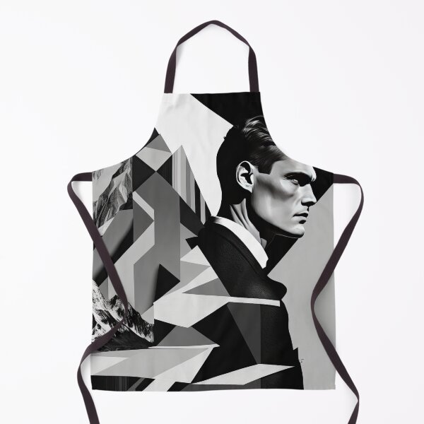 Item preview, Black & White Bauhaus Portrait in Front of the Alps designed and sold by ArtificialGenes.