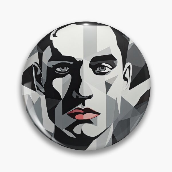 Item preview, Black & White Bauhaus Portrait in Front of the Alps designed and sold by ArtificialGenes.