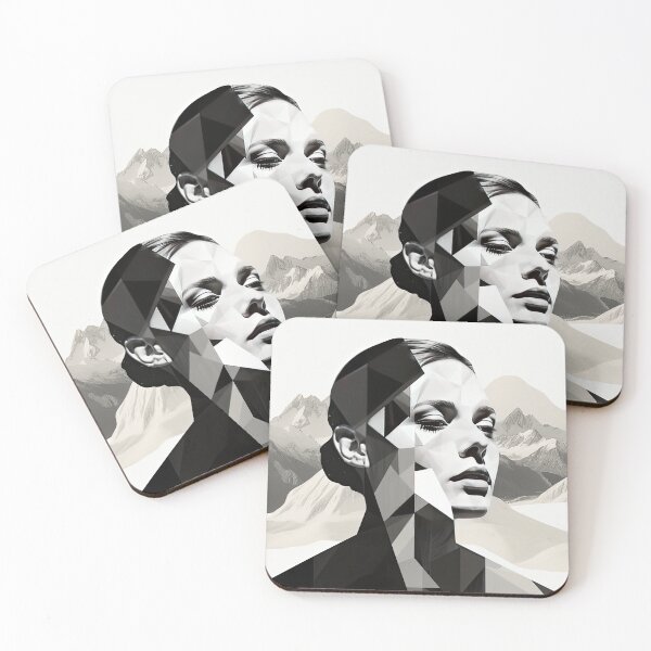 Item preview, Black & White Bauhaus Portrait in Front of the Alps designed and sold by ArtificialGenes.
