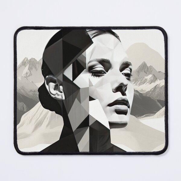 Item preview, Black & White Bauhaus Portrait in Front of the Alps designed and sold by ArtificialGenes.
