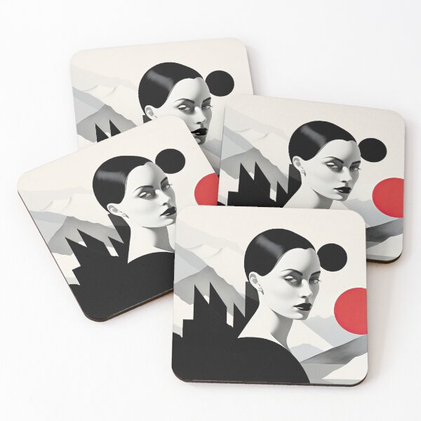 Item preview, Black & White Bauhaus Portrait in Front of the Alps designed and sold by ArtificialGenes.
