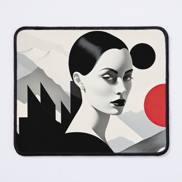 Item preview, Black & White Bauhaus Portrait in Front of the Alps designed and sold by ArtificialGenes.