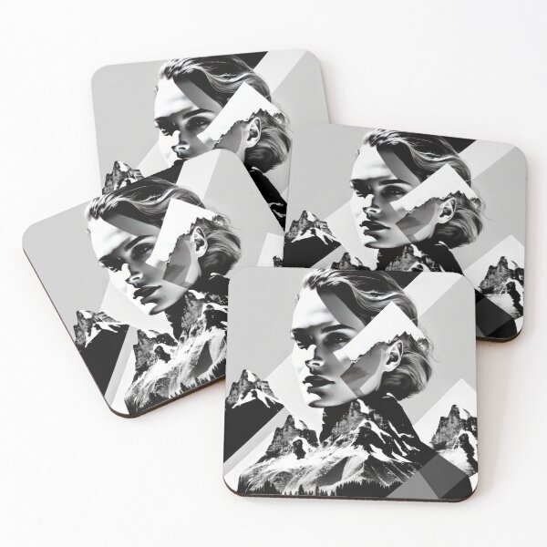 Item preview, Black & White Bauhaus Portrait in Front of the Alps designed and sold by ArtificialGenes.