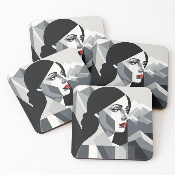 Item preview, Black & White Bauhaus Portrait in Front of the Alps designed and sold by ArtificialGenes.