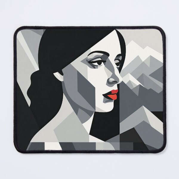 Item preview, Black & White Bauhaus Portrait in Front of the Alps designed and sold by ArtificialGenes.