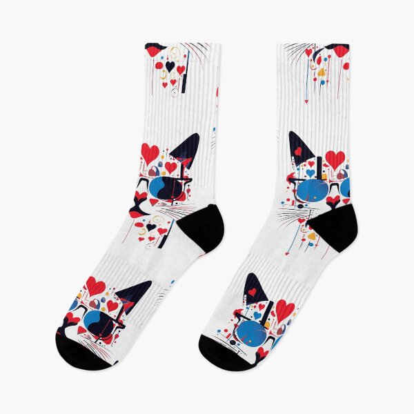 Item preview, Kitty Love: Abstract Cat with Colorful Hearts designed and sold by Creation Artful.