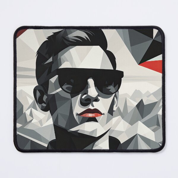 Artikelvorschau, Black & White Bauhaus Portrait in Front of the Alps entworfen und verkauft von ArtificialGenes.
