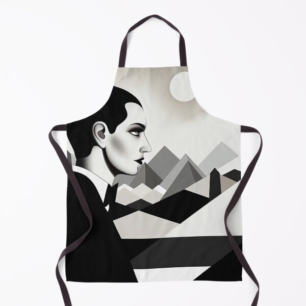 Item preview, Black & White Bauhaus Portrait in Front of the Alps designed and sold by ArtificialGenes.
