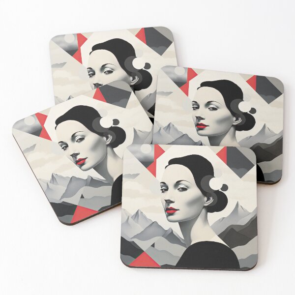 Item preview, Black & White Bauhaus Portrait in Front of the Alps designed and sold by ArtificialGenes.
