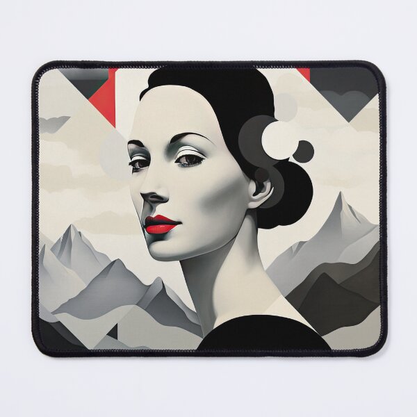 Item preview, Black & White Bauhaus Portrait in Front of the Alps designed and sold by ArtificialGenes.